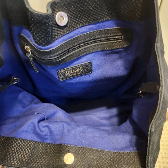 J. McLaughlin Black Python Print Embossed Leather Carryall/Tote Bag Ret.$398 - Picture 9 of 15